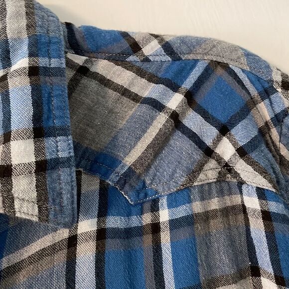 Lucky Brand plaid double cloth two pocket western style shirt size Large - Picture 2 of 12